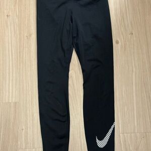 Nike Black Leggings with Checkered Swoosh